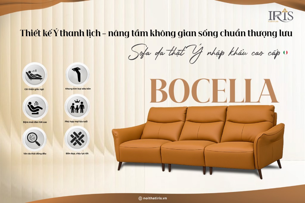 Sofa Bocelia với kiểu dáng nâng tầm cuộc sống thượng lưu