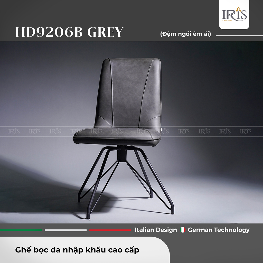 Ghế ăn nhập khẩu bọc da HD9206B Grey
