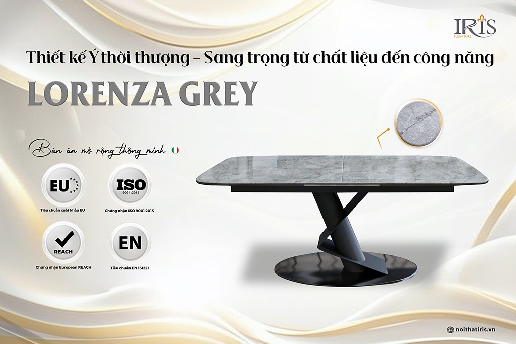 Bàn ăn Lorenza Grey với thiết kế thời thượng và sang trọng chuẩn Ý