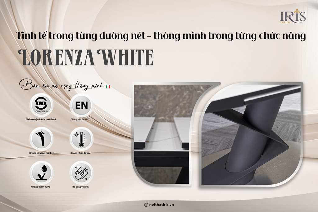 Lựa chọn ngay bàn Lorenza White với thiết kế tinh tế và thông minh