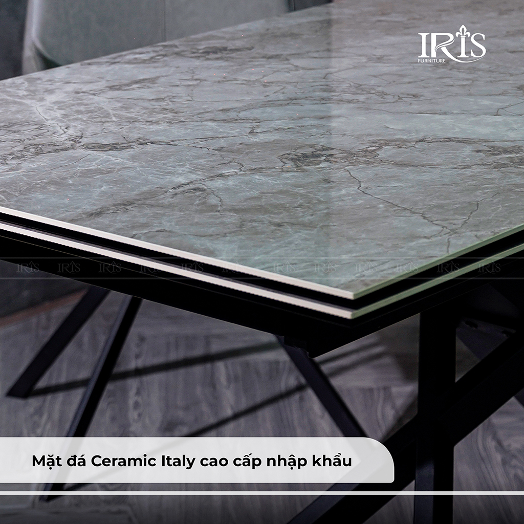 Chất liệu bàn với mặt đá Ceramic Ý Nhập khẩu cao cấp