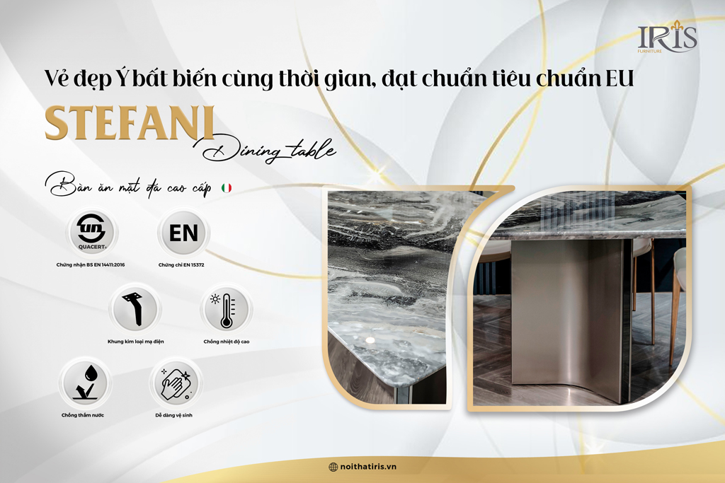 Bàn ăn mặt đá cao cấp đạt chuẩn tiêu chuẩn EU