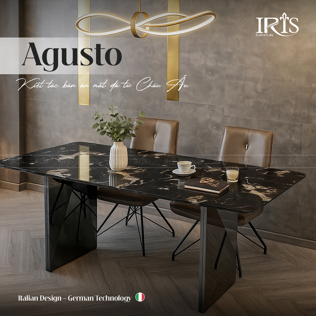 Bàn ăn mặt đá nhân tạo Agusto được xem là kiệt tác chuẩn Âu
