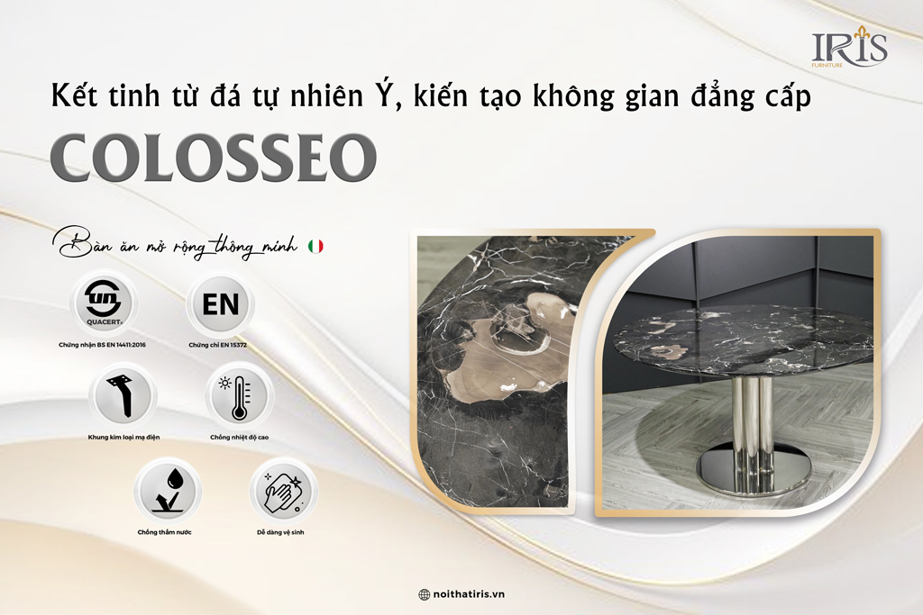 Mặt bàn là sự kết tinh từ đá tự nhiên Ý tạo nên không gian đẳng cấp