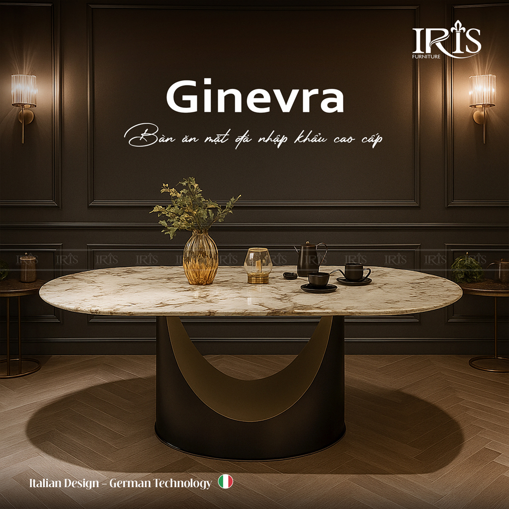 Bàn ăn mặt đá Ginevra phù hợp với phong cách nội thất Modern, Minimalism,...