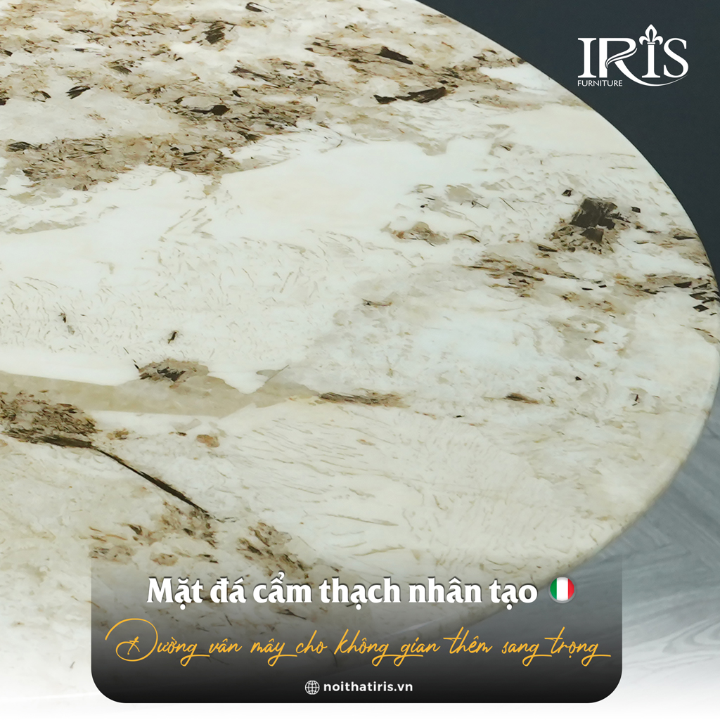 Mặt bàn với các đường vân mây thể hiện sự sang trọng