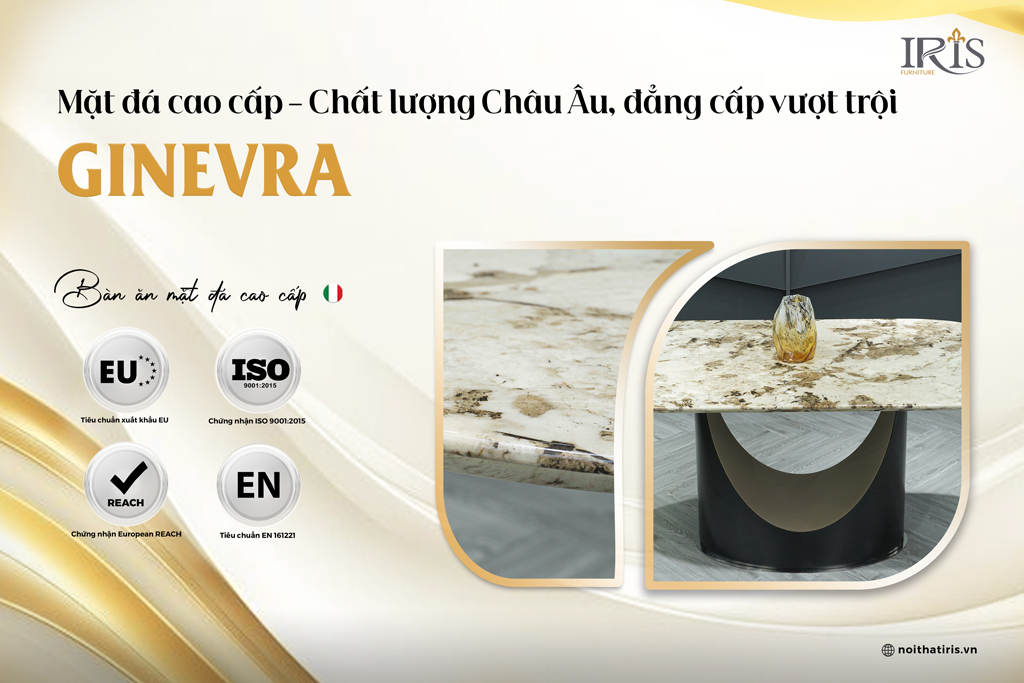Bàn ăn mặt đá Ginevra với chất lượng chuẩn Âu đẳng cấp