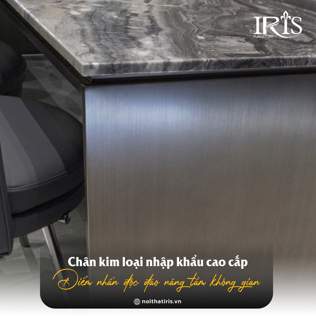 Chân bàn được làm từ kim loại nhập khẩu tạo điểm nhấn độc đáo