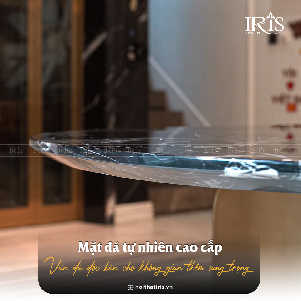 Mặt bàn với các vân đá độc bản tạo vẻ sang trọng