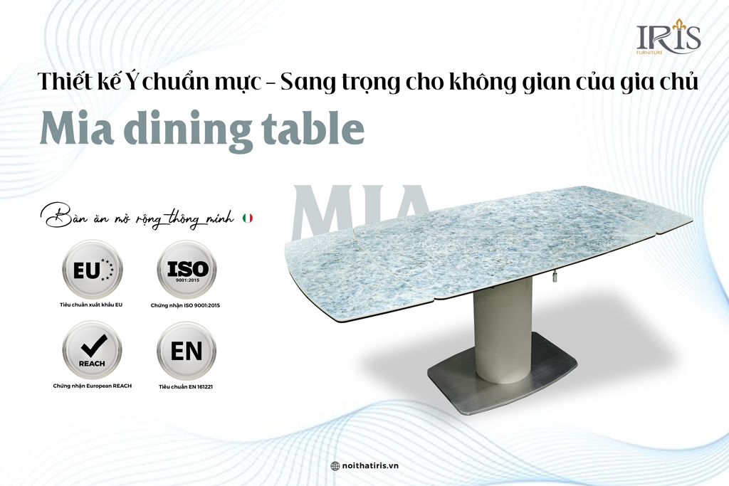 Bàn ăn có thiết kế chuẩn Ý toát lên vẻ đẹp sang trọng