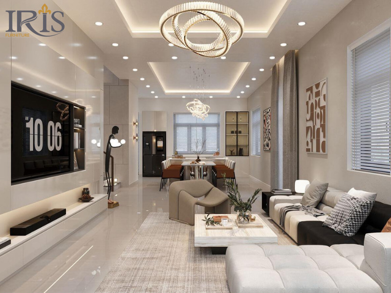 Bố trí hợp lý giữa hai tầng giúp các khu vực sinh hoạt riêng tư và chung đều tiện lợi