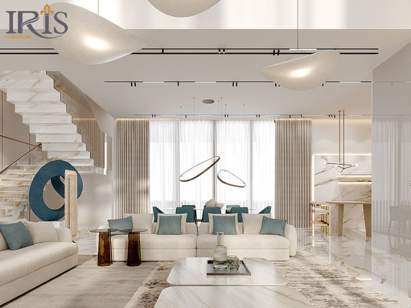 Các màu sáng như trắng, be, xám nhạt thường giúp không gian trông rộng rãi, hiện đại hơn