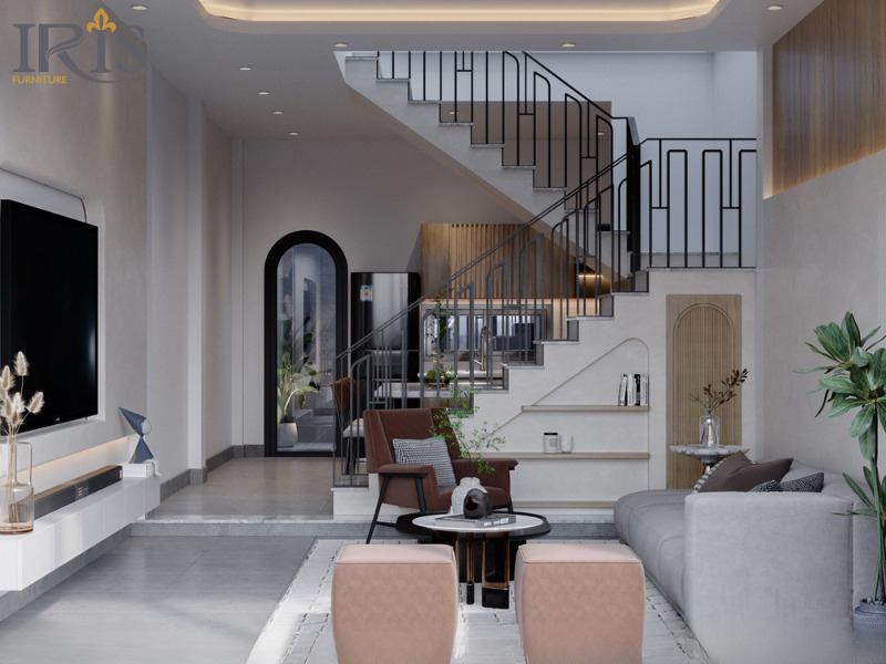 Cầu thang gọn gàng kết nối các tầng, tối ưu diện tích cho gia đình nhỏ