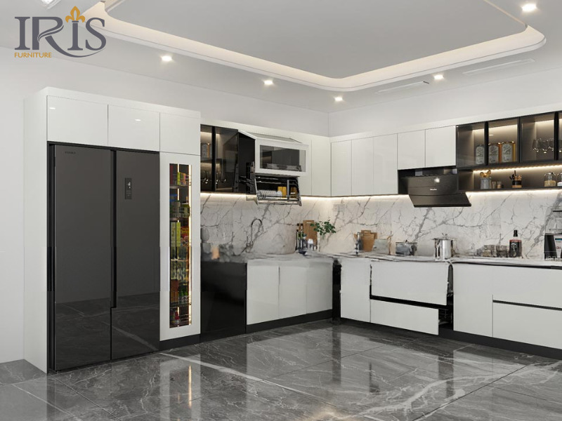 Nội thất hiện đại giúp gia chủ dễ dàng quản lý đồ dùng và thiết bị bếp