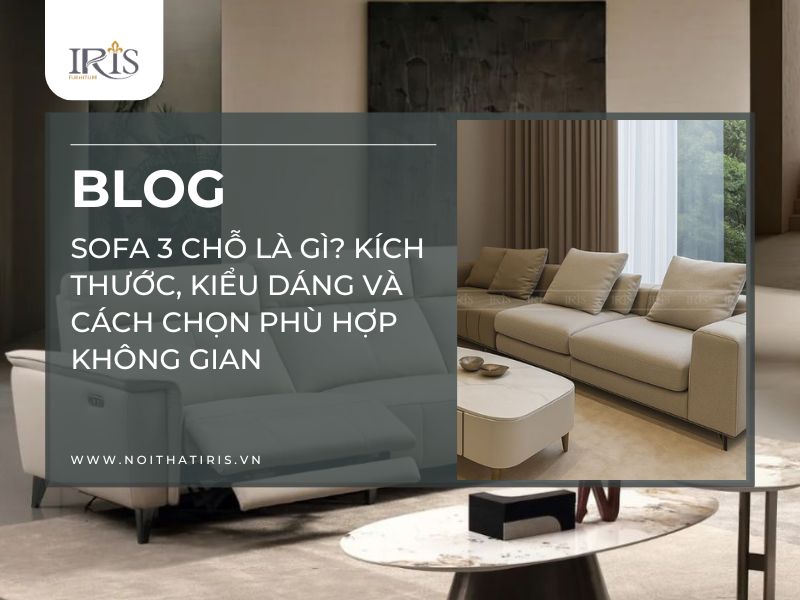 Sofa 3 chỗ là gì? Kích thước, kiểu dáng và cách chọn phù hợp không gian