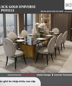 Bộ Bàn Ăn Mặt Đá Tự Nhiên Black Gold Universe & Ghế Ăn Potelli