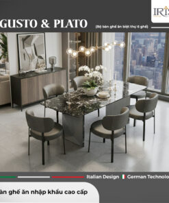 Bàn Ăn Mặt Đá Agusto & Ghế Ăn Plato