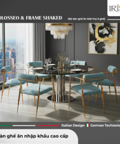 Bàn Ăn Hình Tròn Mặt Đá Colosseo & Ghế Frame Shaked