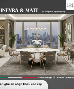 Bàn Ăn Mặt Đá Ginevra & Ghế Matt Grey