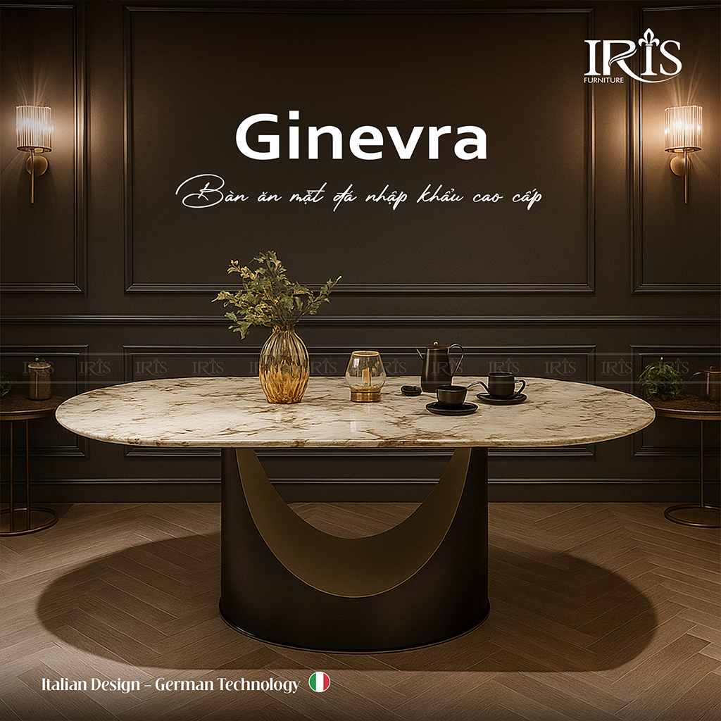 Bàn ăn mặt đá nhập khẩu cao cấp Ginevra