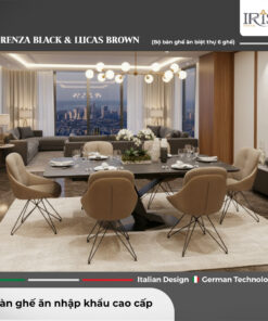 Bộ bàn ăn Lorenza Black & Ghế Lucas Brown