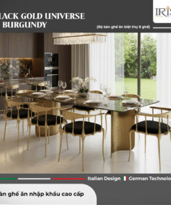 Bộ Bàn Ăn Mặt Đá Black Gold Universe & Ghế Burgundy