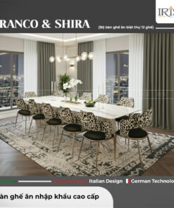 Bộ bàn ăn mặt đá tự nhiên Franco & ghế ăn Shira