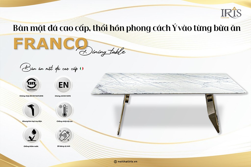FRANCO – Bàn mặt đá cao cấp đậm chất Ý nâng tầm từng bữa ăn