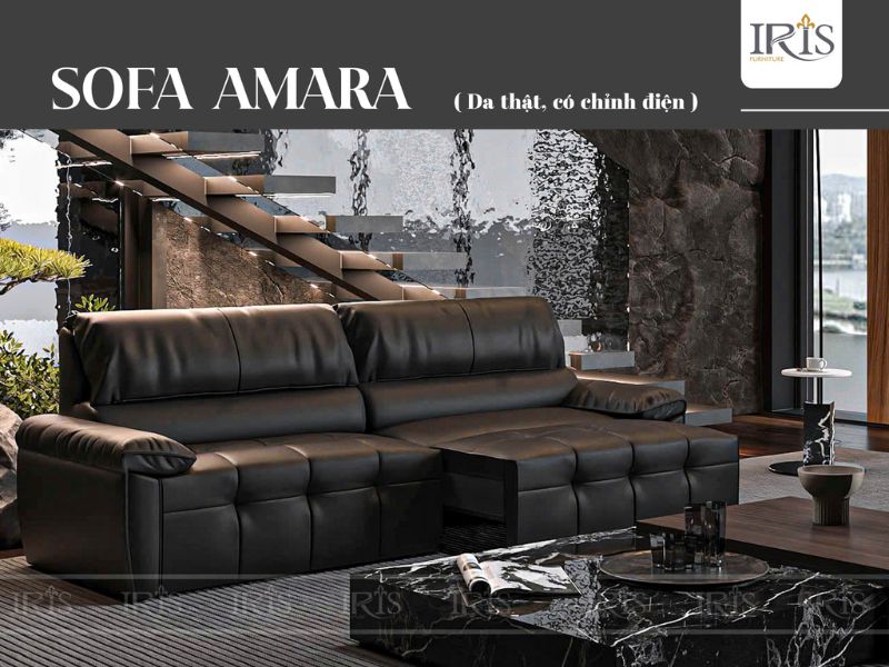 Sofa văng Amara được chế tác từ da bò Ý nguyên tấm