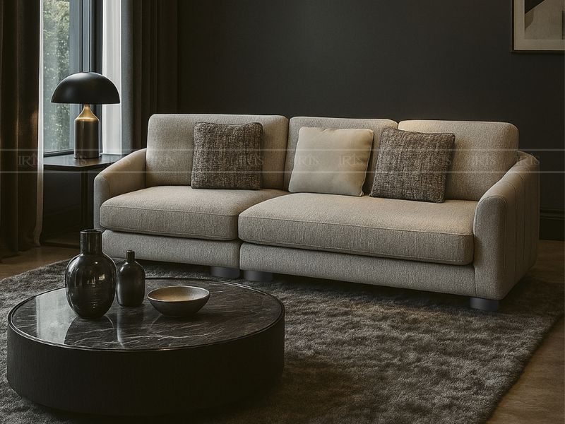 Dòng ghế sofa Minotti của IRIS được sử dụng chất liệu da bò cao cấp