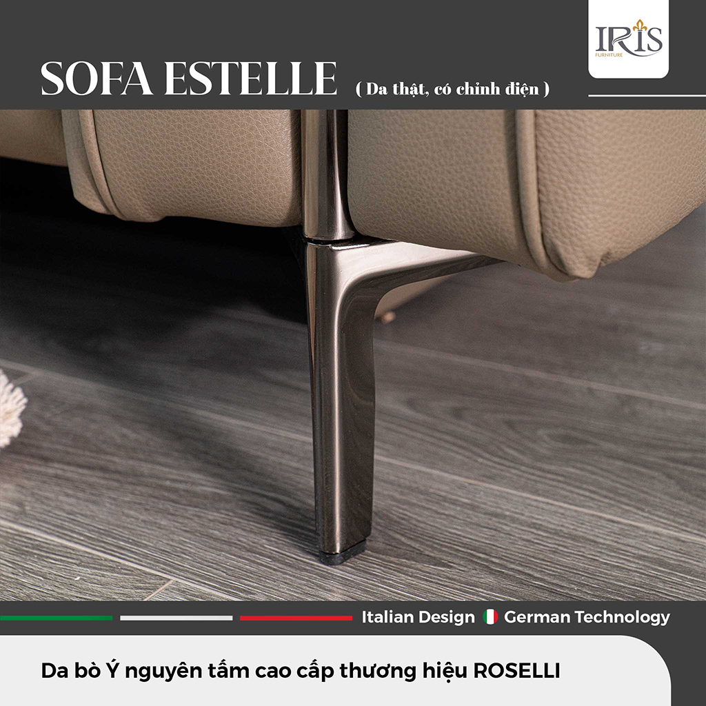 Alternative view of Sofa Estelle 4 chỗ da bò thật cao cấp từ Châu Âu