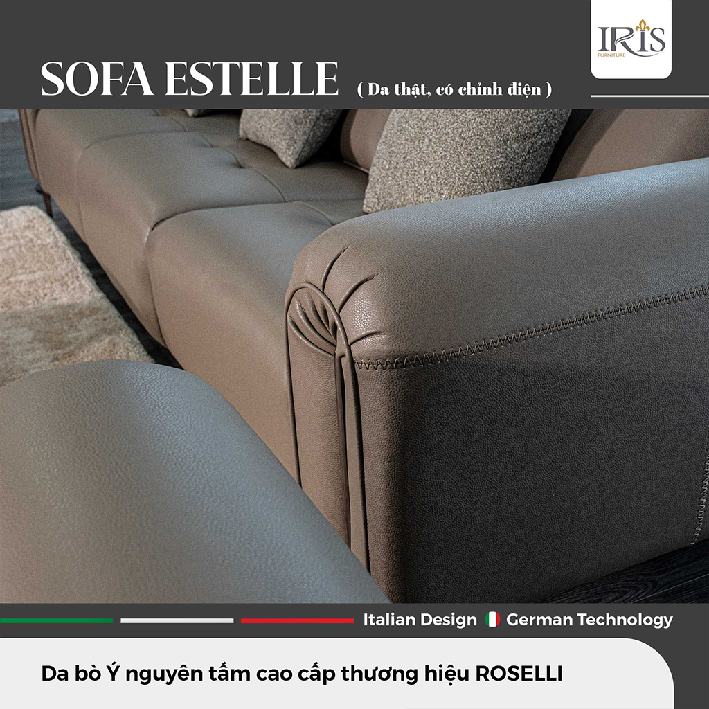 Alternative view of Sofa Estelle đơn – Da bò Ý cao cấp, tinh tế