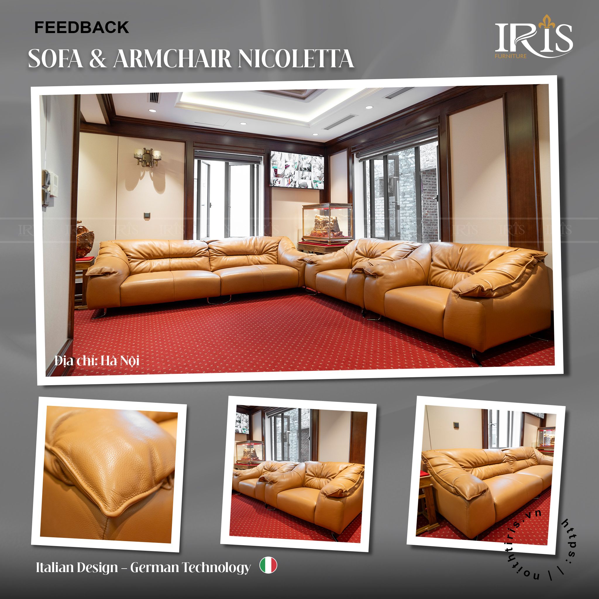 Dự án may đo: Sofa Nicolettada bò Napa Ý
